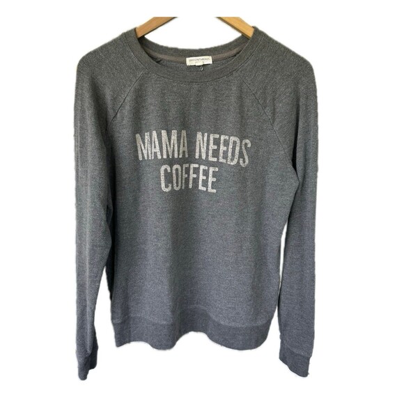 Kyle By Alene Too Grayson Thread Mama Needs Coffee Crew Neck Novelty Sweatshirt - Picture 1 of 7